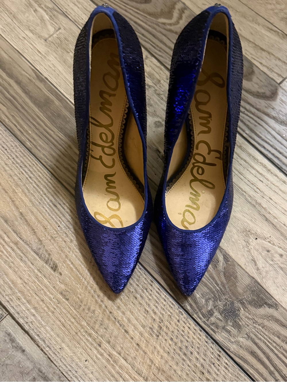 Sam Edelman Royal Blue Sequin Pointed-Toe Pumps